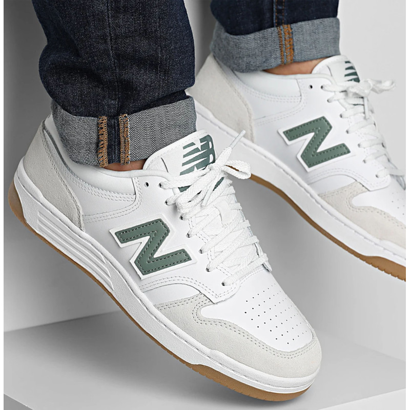 BB480 Blanc Vert Eau, Sneakers basses New Balance