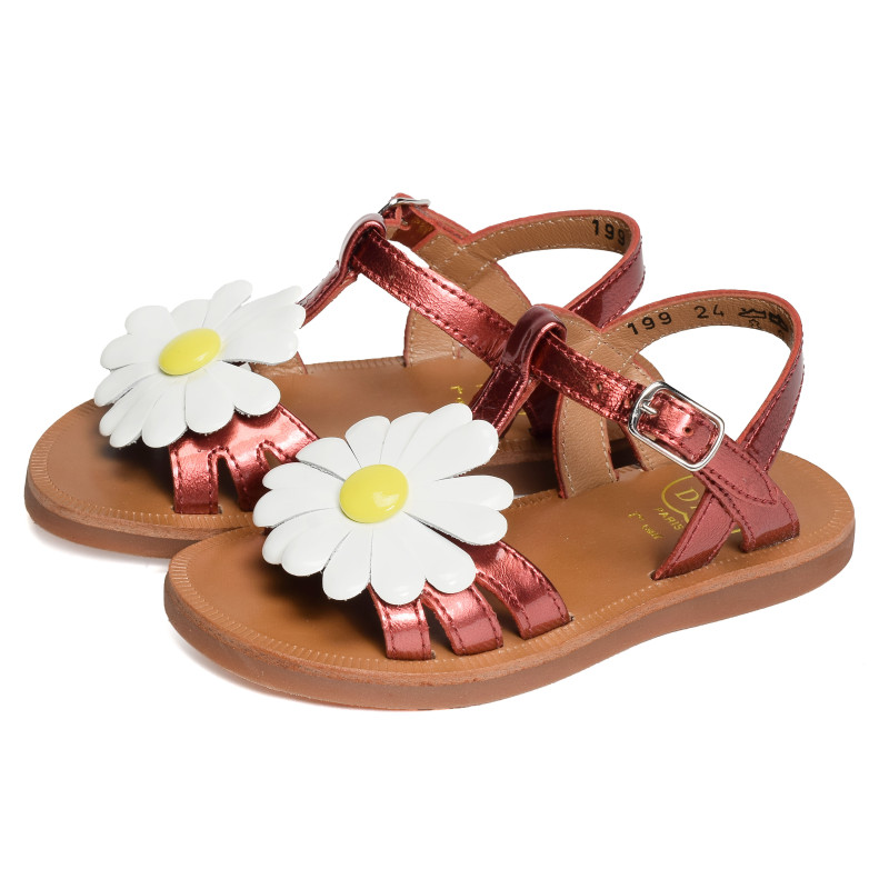 PLAGETTE BIG FLO Rouge, Sandales plates & Nu-Pieds Pom d'Api