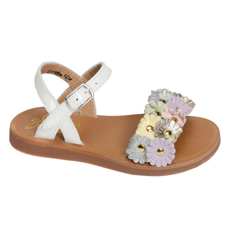 PLAGETTE MULTI FLO Blanc Multicolore, Sandales plates & Nu-Pieds Pom d'Api