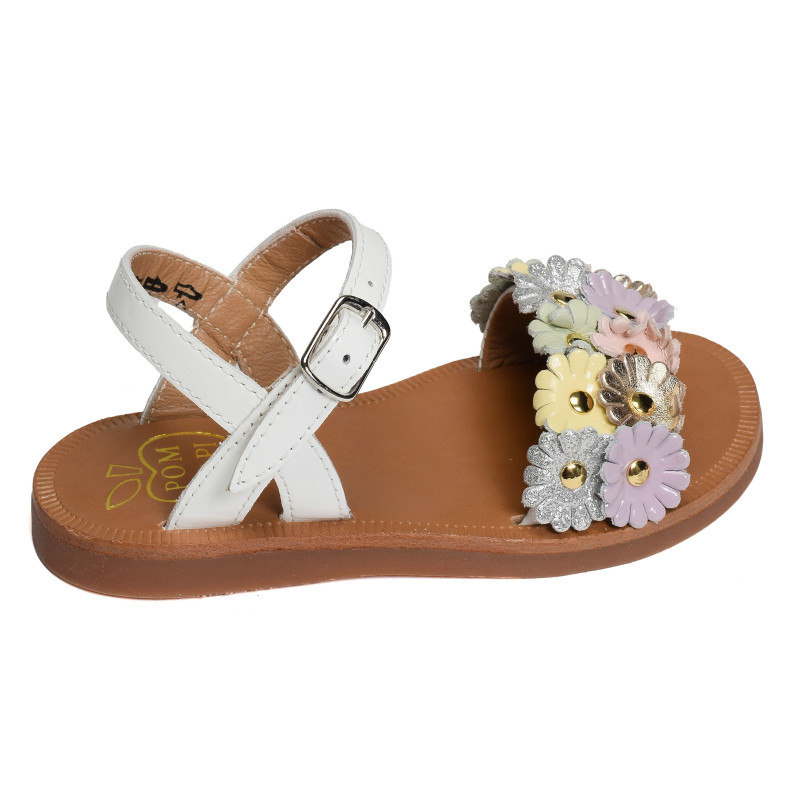 PLAGETTE MULTI FLO Blanc Multicolore, Sandales plates & Nu-Pieds Pom d'Api