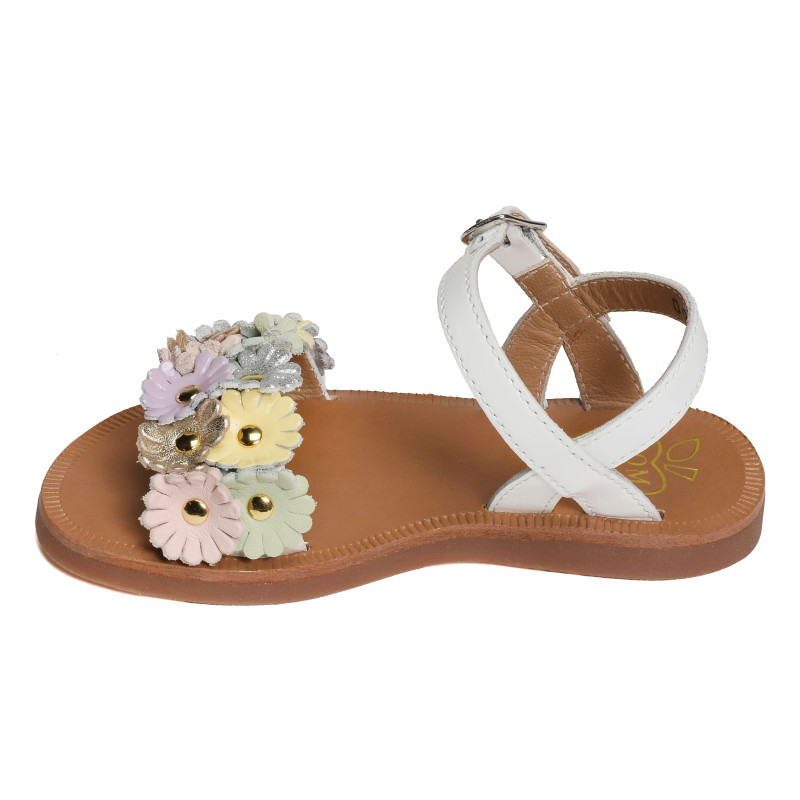 PLAGETTE MULTI FLO Blanc Multicolore, Sandales plates & Nu-Pieds Pom d'Api