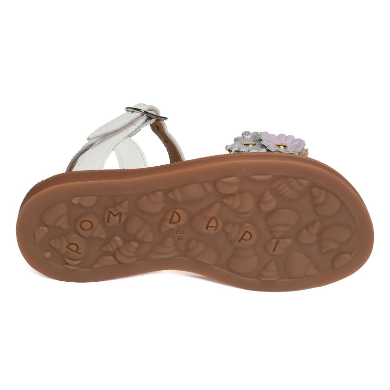 PLAGETTE MULTI FLO Blanc Multicolore, Sandales plates & Nu-Pieds Pom d'Api