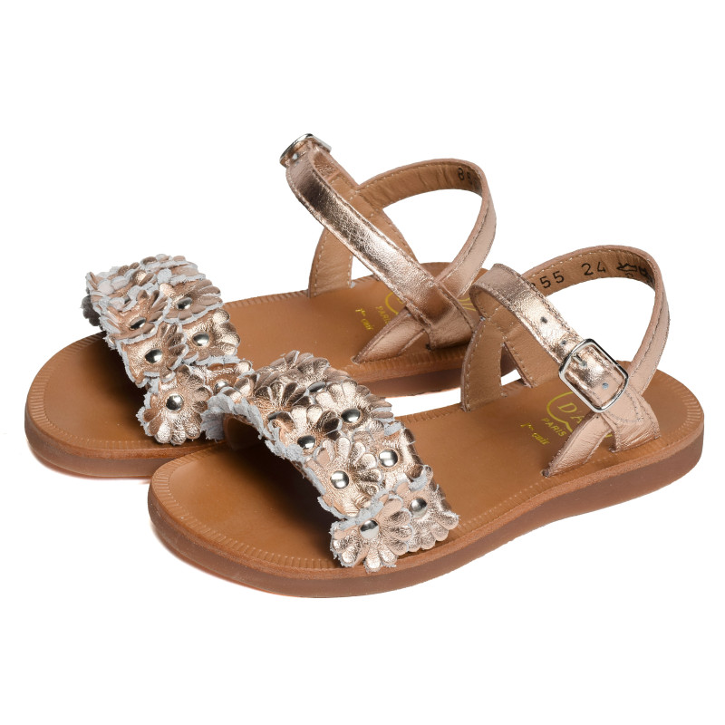 PLAGETTE MULTI FLO Cuivre, Sandales plates & Nu-Pieds Pom d'Api
