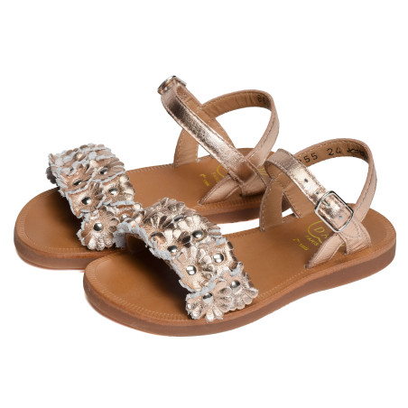 PLAGETTE MULTI FLO Cuivre, Sandales plates & Nu-Pieds Pom d'Api