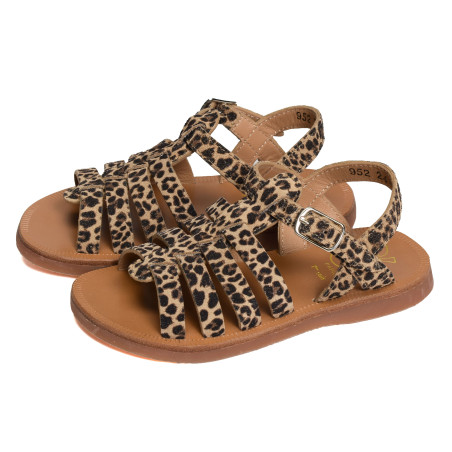PLAGETTE STRAP Léopard, Sandales plates & Nu-Pieds Pom d'Api