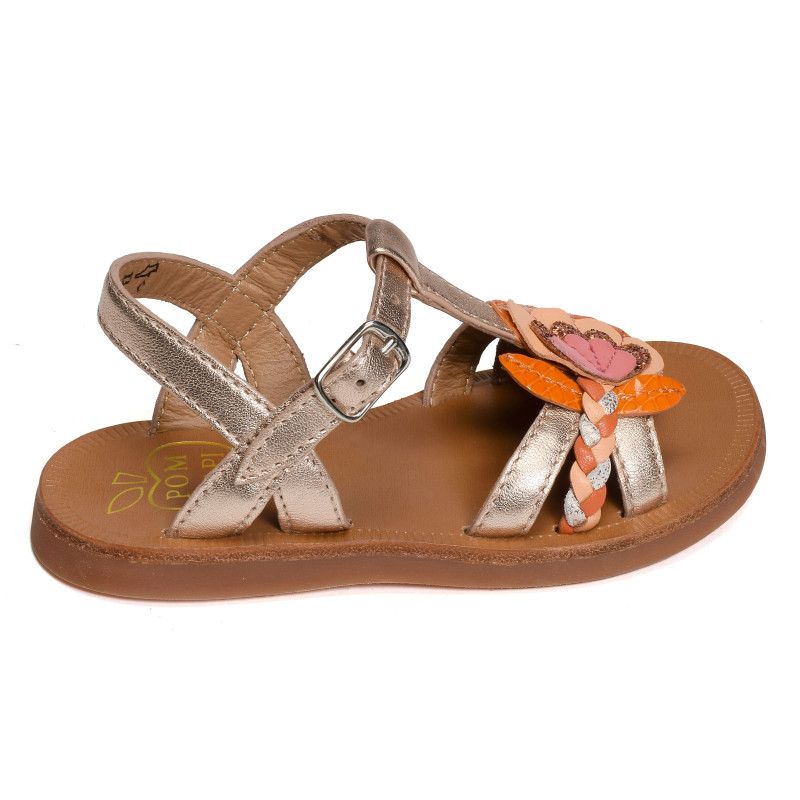 PLAGETTE ALTO Cuivre, Sandales plates & Nu-Pieds Pom d'Api