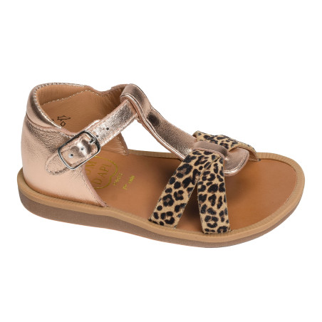 POPPY XEXE Cuivre Léopard, Sandales plates & Nu-Pieds Pom d'Api