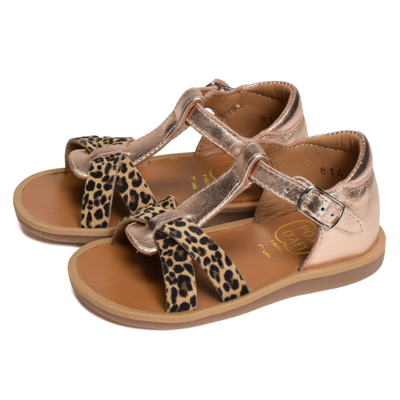 POPPY XEXE Cuivre Léopard, Sandales plates & Nu-Pieds Pom d'Api