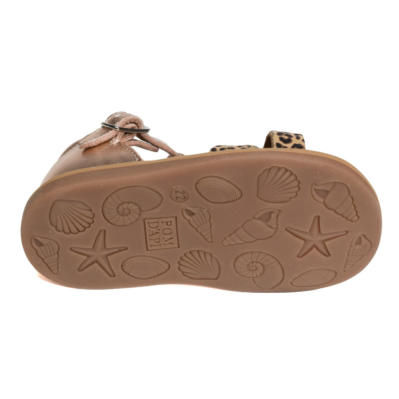 POPPY XEXE Cuivre Léopard, Sandales plates & Nu-Pieds Pom d'Api