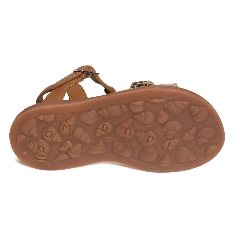 PLAGETTE SALOME TEK Camel Léopard, Sandales plates & Nu-Pieds Pom d'Api
