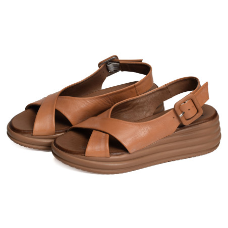 5701 Camel, Sandales compensées Bueno