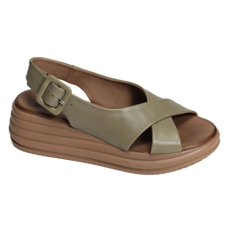 5701 Kaki, Sandales compensées Bueno