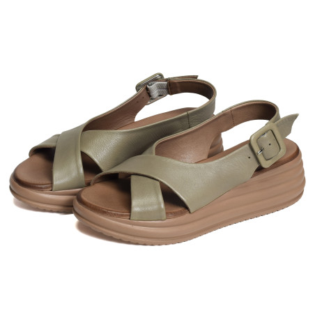 5701 Kaki, Sandales compensées Bueno