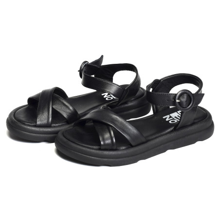 9409 Noir, Sandales plates Bueno