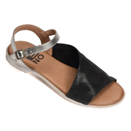 5001 Noir Argent, Sandales plates Bueno