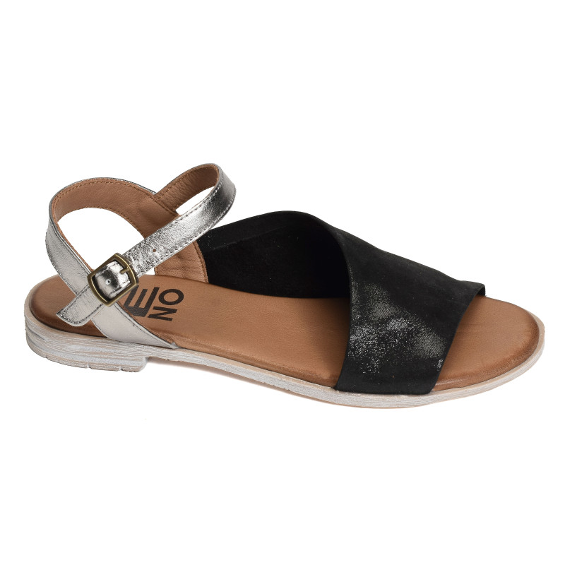 5001 Noir Argent, Sandales plates Bueno