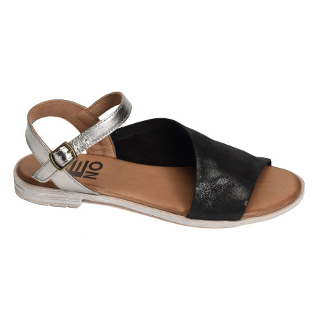 5001 Noir Argent, Sandales plates Bueno