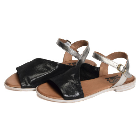 5001 Noir Argent, Sandales plates Bueno