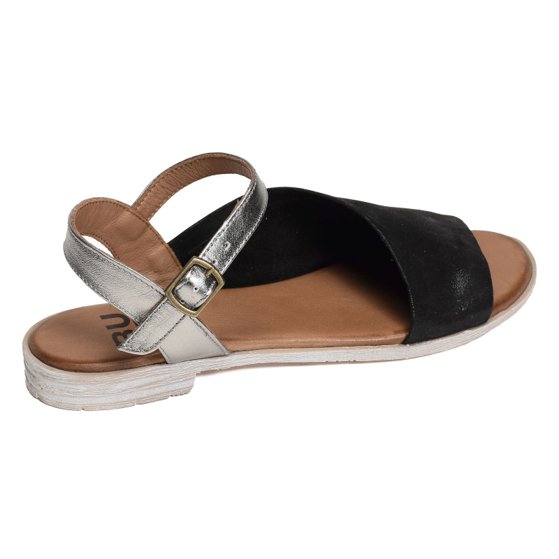 5001 Noir Argent, Sandales plates Bueno