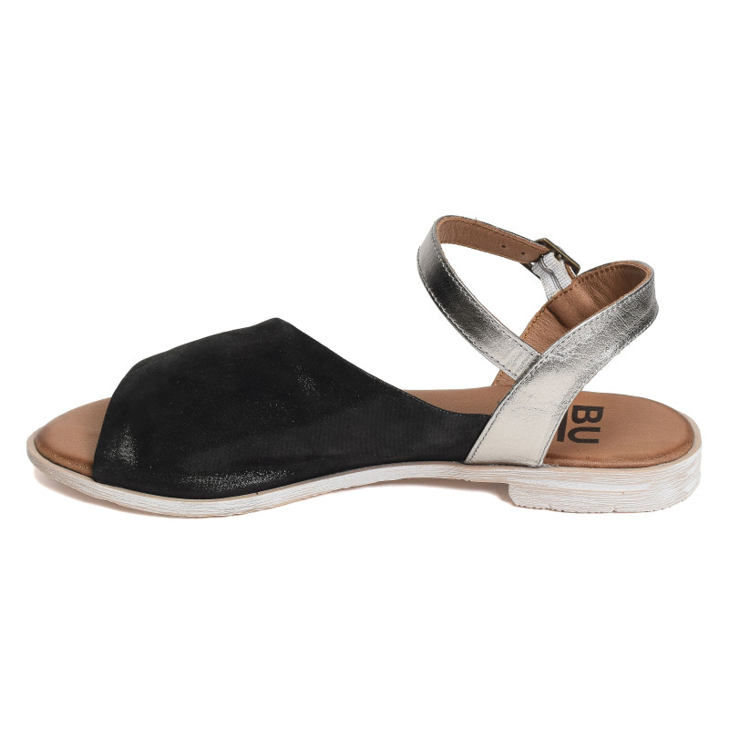 5001 Noir Argent, Sandales plates Bueno
