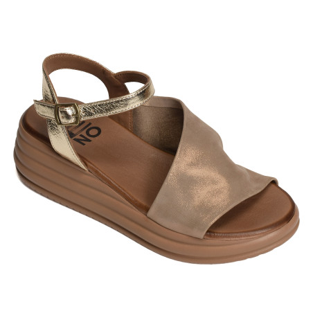 2402 Taupe Or, Sandales compensées Bueno