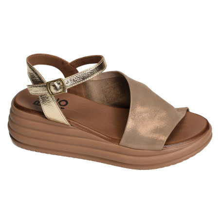 2402 Taupe Or, Sandales compensées Bueno