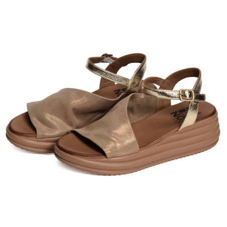2402 Taupe Or, Sandales compensées Bueno