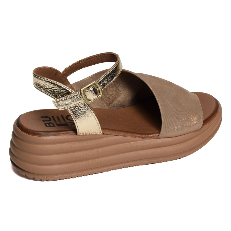 2402 Taupe Or, Sandales compensées Bueno
