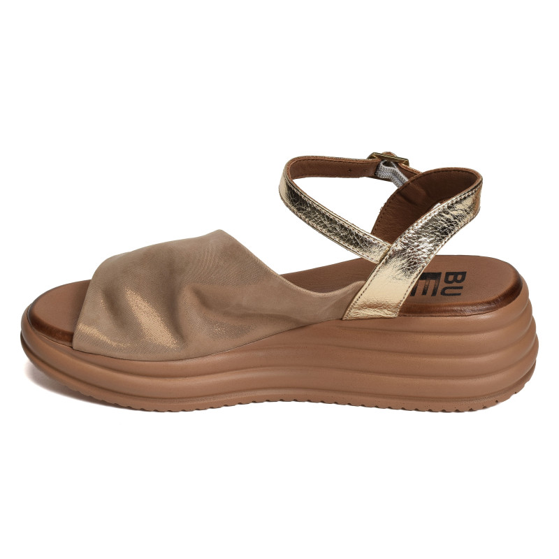 2402 Taupe Or, Sandales compensées Bueno