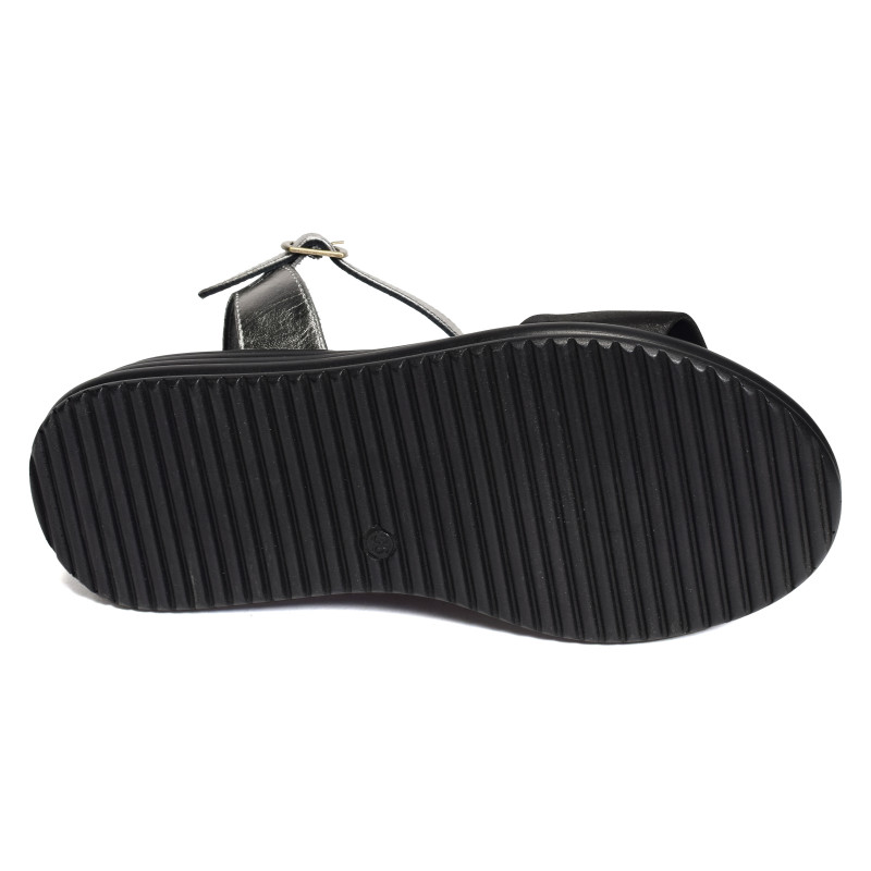 2402 Noir Argent, Sandales compensées Bueno