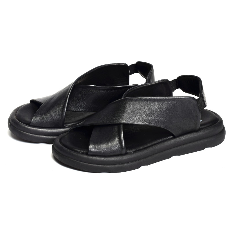 2603 Noir, Sandales plates Bueno