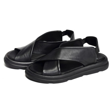 2603 Noir, Sandales plates Bueno