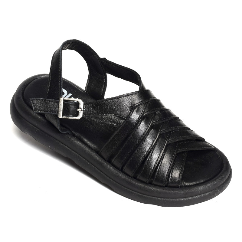3300 Noir, Sandales plates Bueno