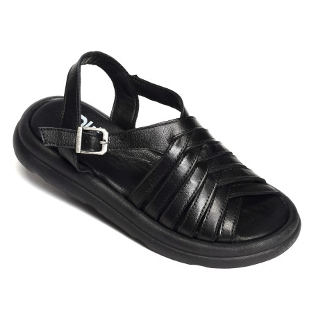 3300 Noir, Sandales plates Bueno