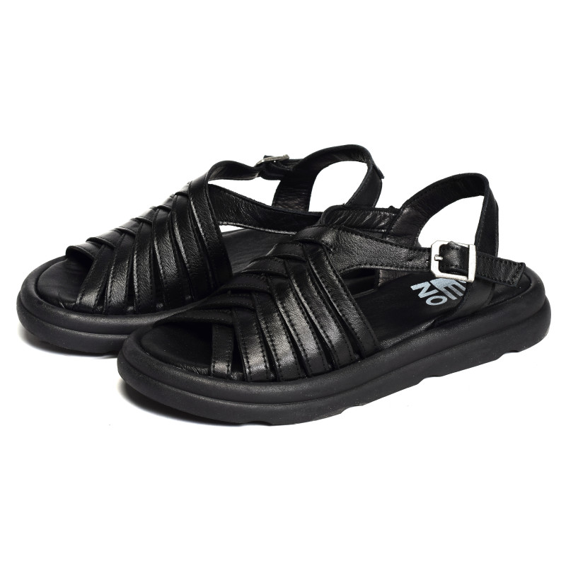 3300 Noir, Sandales plates Bueno