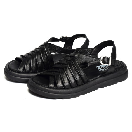 3300 Noir, Sandales plates Bueno