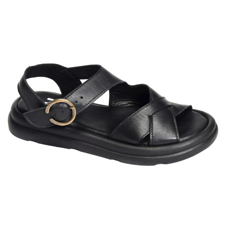 3302 Noir, Sandales plates Bueno