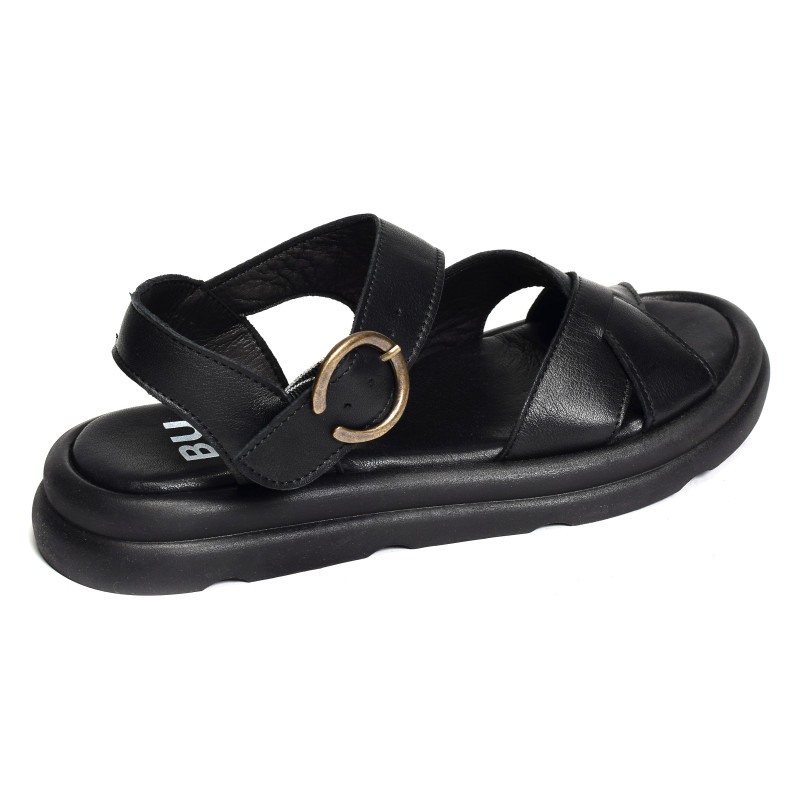 3302 Noir, Sandales plates Bueno