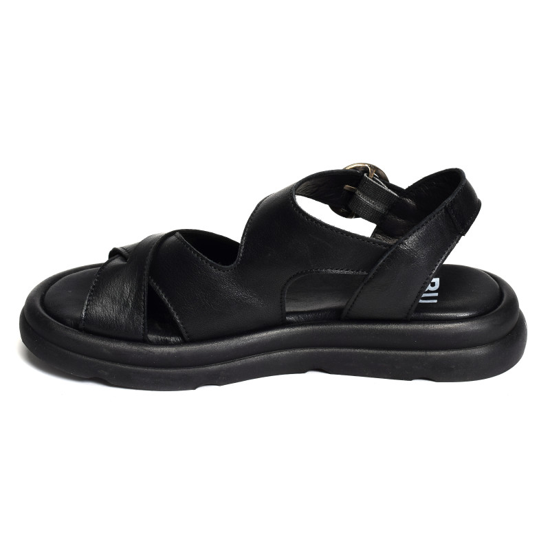 3302 Noir, Sandales plates Bueno