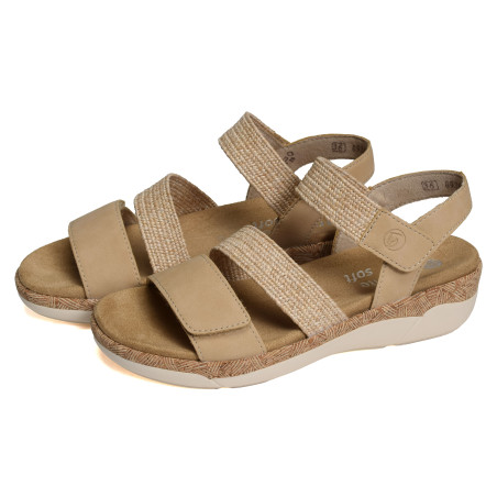 R6861 Beige, Sandales compensées Remonte