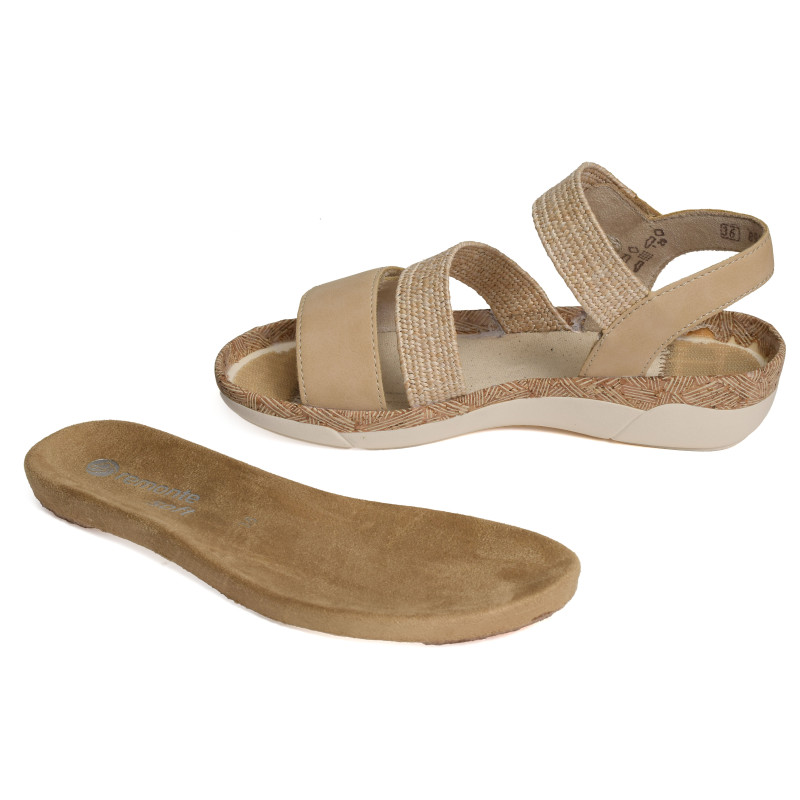 R6861 Beige, Sandales compensées Remonte