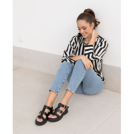 6536 Noir, Nu-Pieds à plateforme Patricia Miller