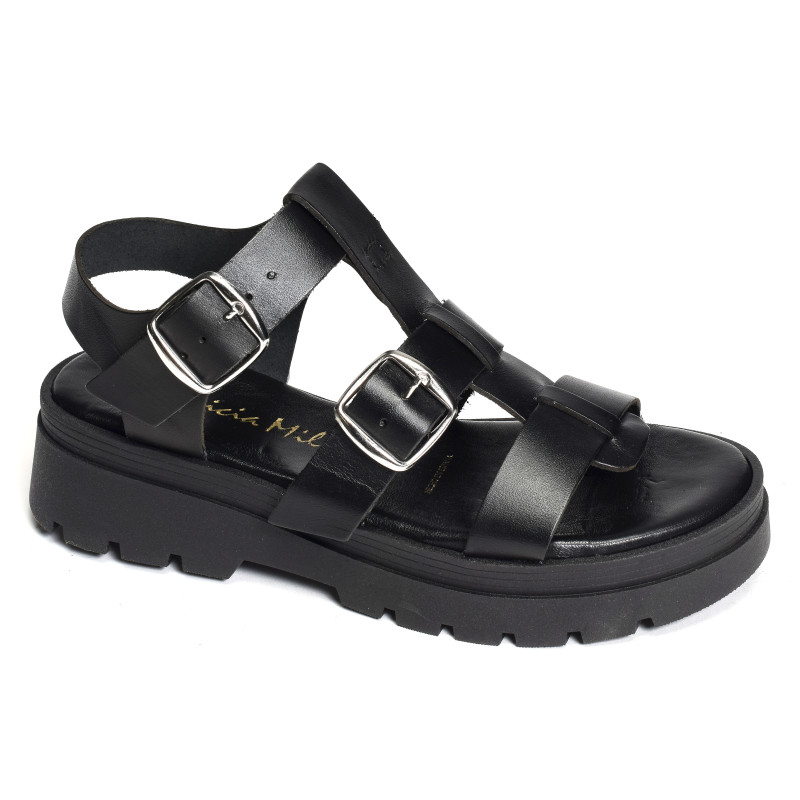 6536 Noir, Nu-Pieds à plateforme Patricia Miller