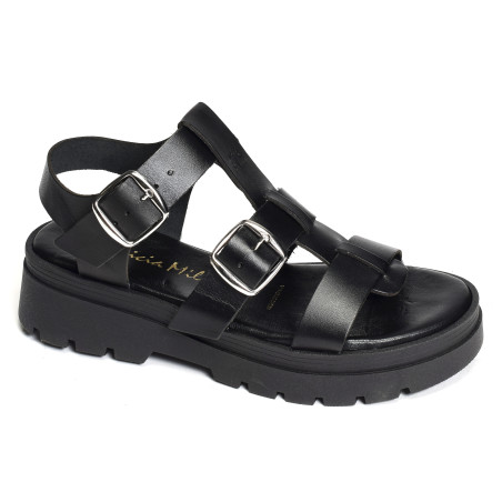 6536 Noir, Nu-Pieds à plateforme Patricia Miller