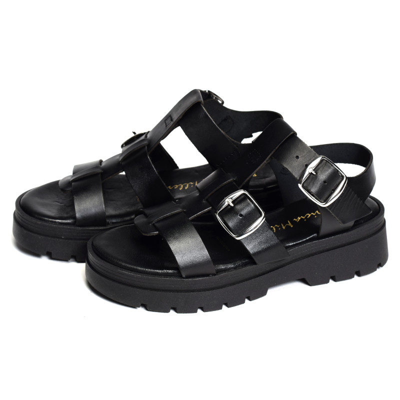 6536 Noir, Nu-Pieds à plateforme Patricia Miller