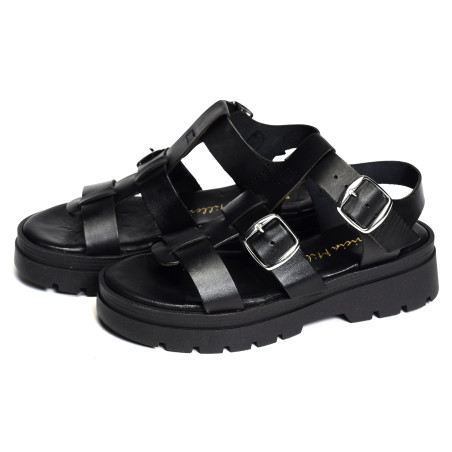 6536 Noir, Nu-Pieds à plateforme Patricia Miller