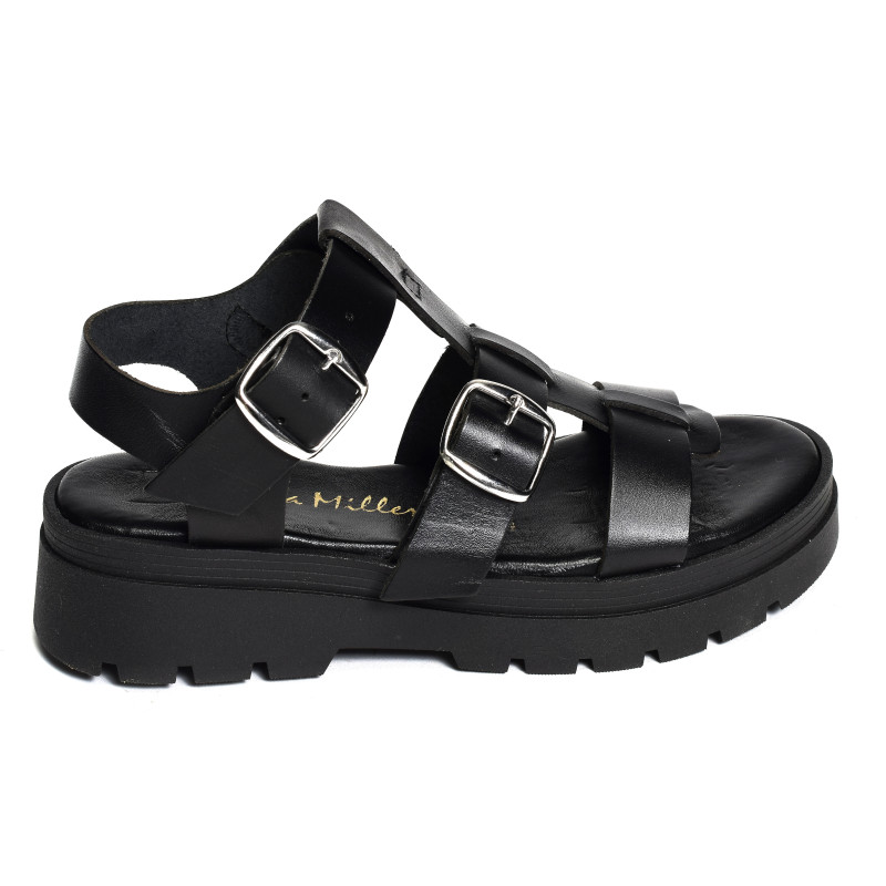6536 Noir, Nu-Pieds à plateforme Patricia Miller