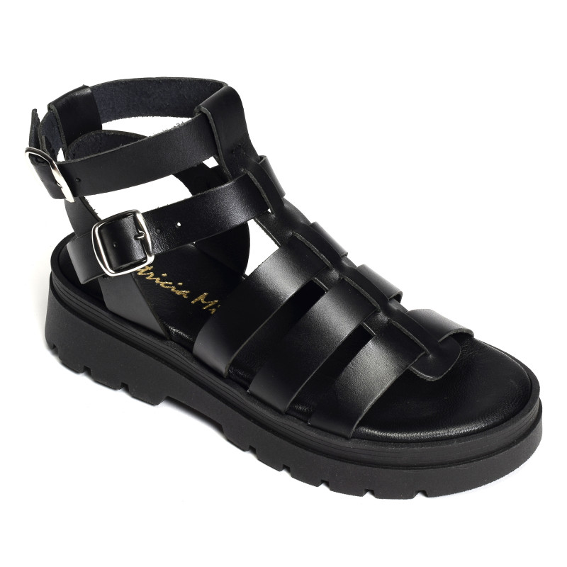 6535 Noir, Nu-Pieds à plateforme Patricia Miller