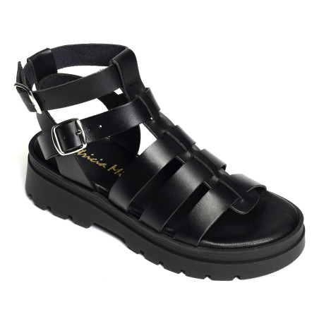 6535 Noir, Nu-Pieds à plateforme Patricia Miller