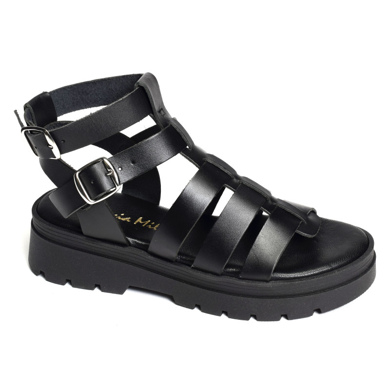 6535 Noir, Nu-Pieds à plateforme Patricia Miller